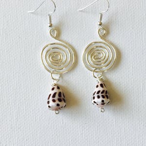 Hawaii Hebrew Cone Shell Sterling Silver Or Gold Filled Spiral Wire Earrings