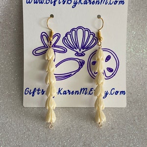 Hawaii Three Inch Pikake Gold Or Silver Dangling Earrings