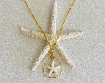 Hawaii Gold Teardrop Starfish Necklace