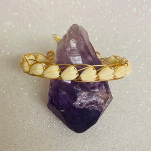 Hawaii Pikake Gold Woven Wire Cuff Bracelet