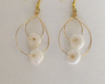 Puka Shell Gold Double Hoop Earrings