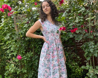 1940s 1950s vintage floral print cotton dress