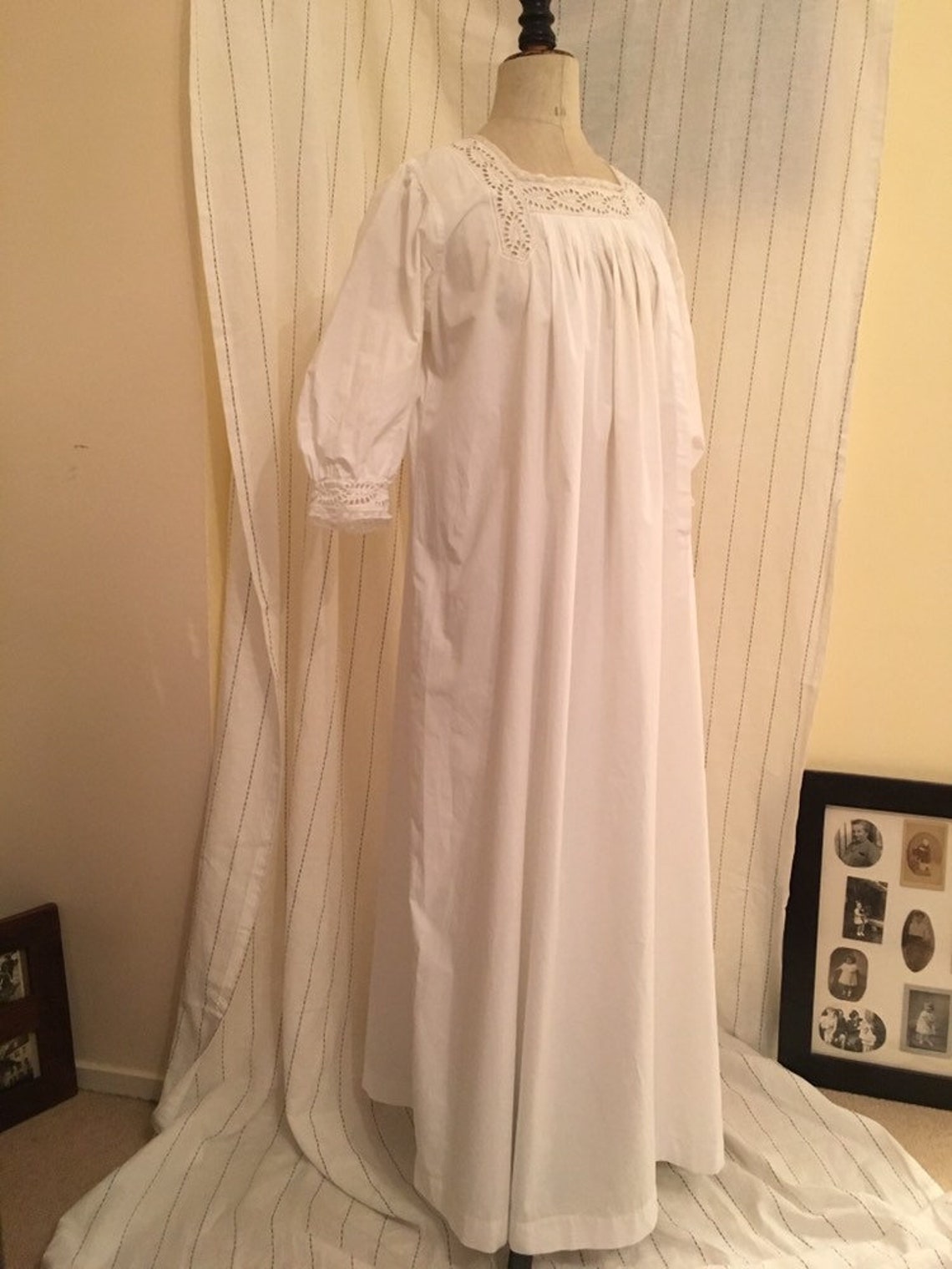 Ancienne robe de nuit en coton de dentelle blanche Etsy