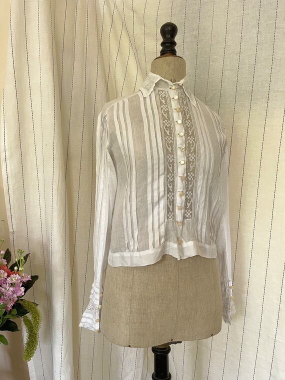French antique Edwardian Victorian cotton lacy wh… - image 3