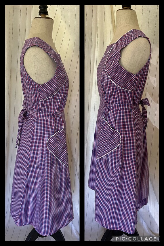 Vintage 1930s 1940s check plaid dress French chor… - image 7