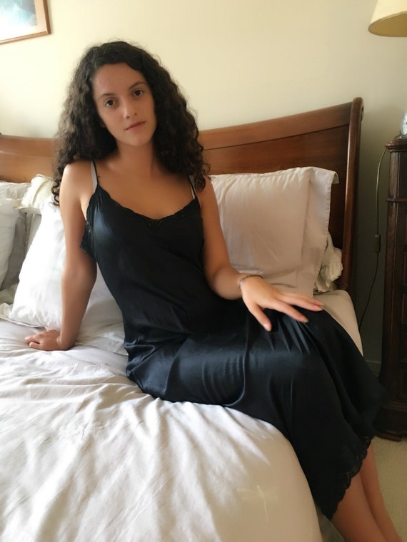 1930s style Long Slip dress Silk and lace Nightgow