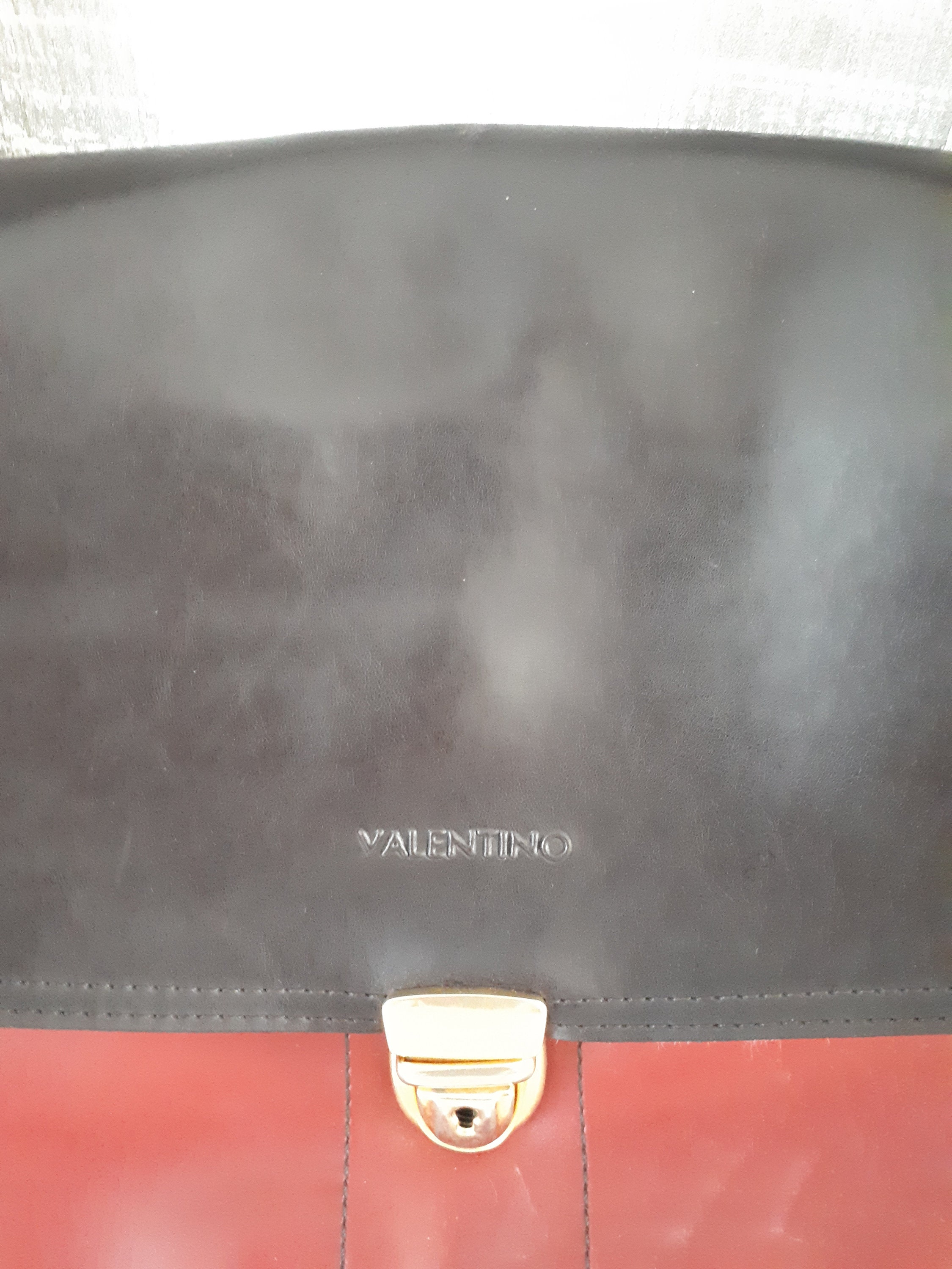RODE LEDEREN BAGUETTE tas van Valentino Vintage top handvat tas