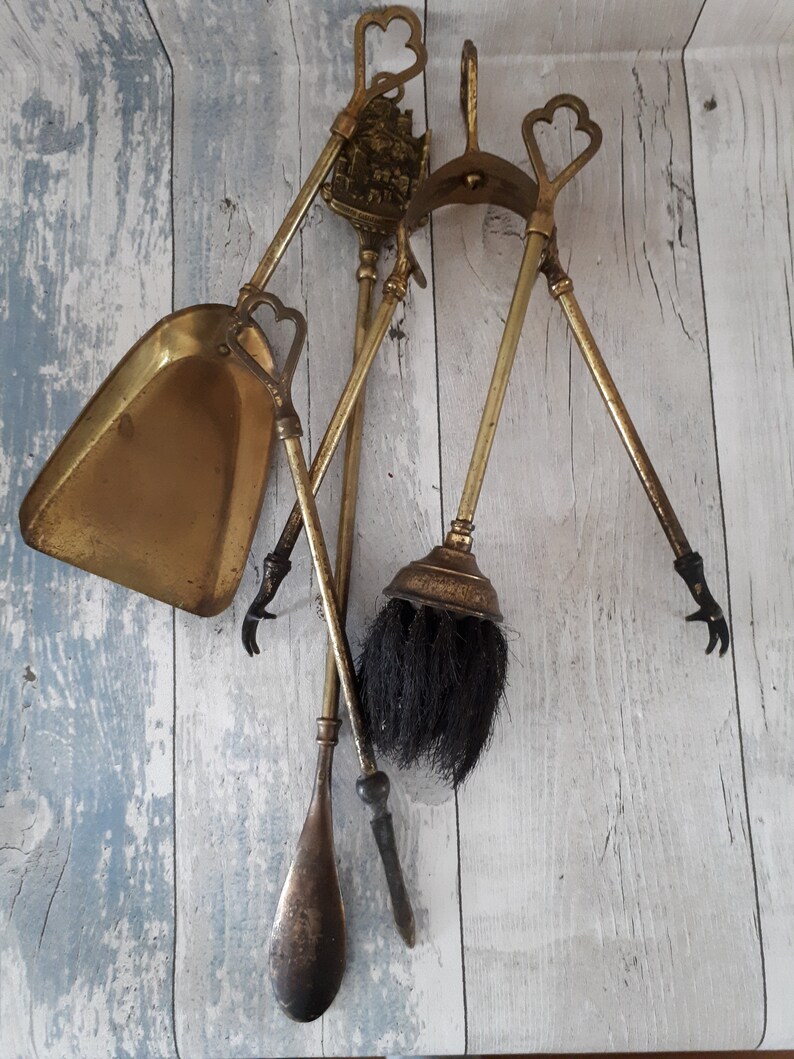 Antique Brass Fireplace Tools From 1880s Hearth Tools New Etsy
