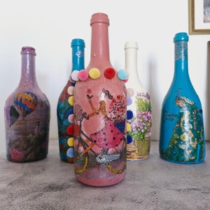 DECORATIVE UPCYCLED BOTTLES set of 5
