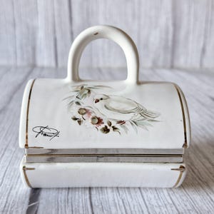 KERAMISCHE BEURSDOOS, kleine ringen opbergen, kofferbakvorm, witte decoratieve organisator oorbel handvat, cadeau voor vrouwen, plankdecor