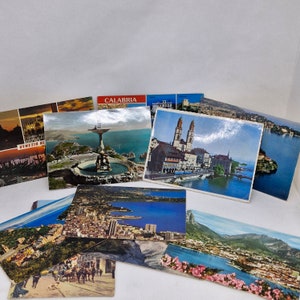 DIVERSES CARTES POSTALES ITALIENNES, 10 photographies de collection de voyage prises au hasard, cartes postales de vacances vintage Midcenury, photos de bureau mural sans cadre