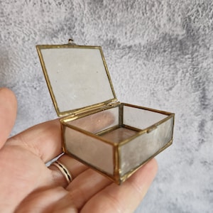 PICCOLO PORTAGIOIE con coperchio, Contenitore rettangolare trasparente vintage per orecchini, Piccolo contenitore da viaggio per gioielli, Mini organizer, Regalo per loro