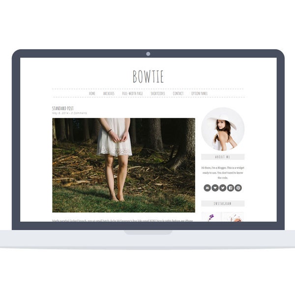 WordPress Theme "Bowtie" -  Blog Theme - Custom Theme - Premade Blog Template - Minimalist Theme  - Self Hosted Theme - Instant Download