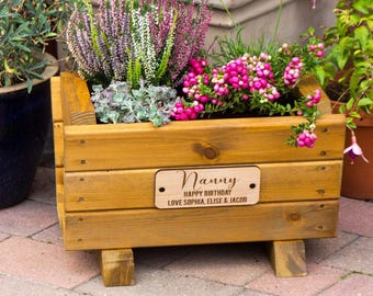 Personalised Planter Trug | Engraved Outdoor Herb Garden | Personalised Gardener Gift | Engraved Plant Trug |  Handcrafted Wooden gift