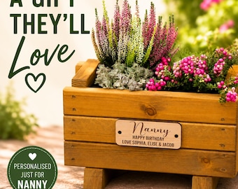 Personalised Planter Trug | Engraved Outdoor Herb Garden | Personalised Gardener Gift | Engraved Plant Trug |  Handcrafted Wooden gift