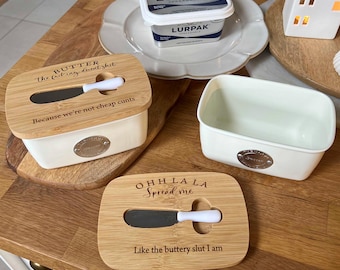Personalised Butter Dish and Spatula Set