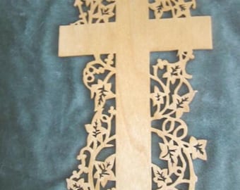 Wooden Scroll Saw Art Cross Wall Hanging Gift Housewarming Easter Home Decor