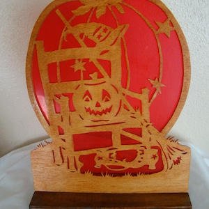 Scroll Saw Wooden Halloween Luminary Art Standing Home Decoration Hand Guided