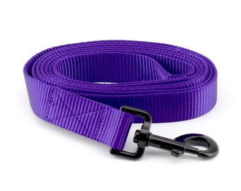 Webbing Dog Leash - Solid Dark Purple ~ Solid Nylon Webbing Dog Leash ~ Sandy Paws Collar Co