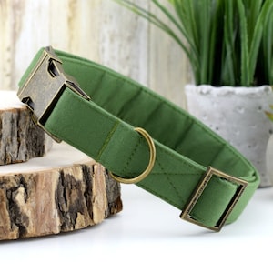 Solid Hunter Green Dog Collar ~ Fabric Dog Collar ~ Fashion Dog Collar ~ Antique Bronze Hardware ~ Sandy Paws Collar Co