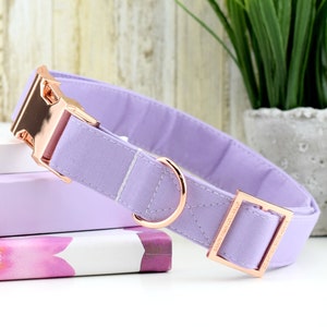 Solid Light Purple Dog Collar ~ Fabric Dog Collar ~ Fashion Dog Collar ~ Girl Dog Collar ~ Rose Gold Metal Hardware ~ Sandy Paws Collar Co®