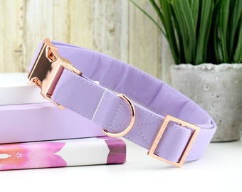 Solid Light Purple Dog Collar ~ Fabric Dog Collar ~ Fashion Dog Collar ~ Girl Dog Collar ~ Rose Gold Metal Hardware ~ Sandy Paws Collar Co®