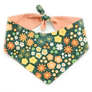 Lucky Floral Tie-On Dog Bandana ~ St Patrick's Day Shamrock and Floral Cotton Fabric Dog Bandana ~ Sandy Paws Collar Co®