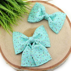 Sprinkles Dog Collar Bow - Mint ~ Birthday Bow Tie ~ Girly Dog Collar Bow ~ Slide On Bow for Dog Collar ~ Sandy Paws Collar Co®