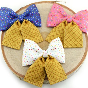 Ice Cream Cone Dog Collar Bow ~ Sprinkles Bow Tie ~ Summer Girly Dog Collar Bow ~ Slide On Bow for Dog Collar ~ Sandy Paws Collar Co