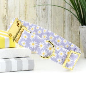 Daisy Dog Collar - Lavender ~ Floral Fabric Dog Collar ~ Cute Dog Collar ~ Girl Dog Collar ~ Yellow Gold Hardware ~ Sandy Paws Collar Co®