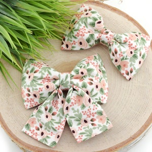 Garden Party Dog Collar Bow Rose Floral Dog Collar Bow Tie Girly Dog Collar Bow Slide On Dog Collar Bow Sandy Paws Collar Co® image 1