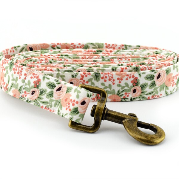 Garden Party Dog Leash - Rose ~ Floral Fabric Dog Leash ~ Rifle Paper Co Fabric Dog Leash ~ Sandy Paws Collar Co