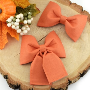 Solid Autumn Orange Dog Collar Bow ~ Solid Bow Tie ~ Girly Dog Collar Bow ~ Slide On Bow for Dog Collar ~ Sandy Paws Collar Co®