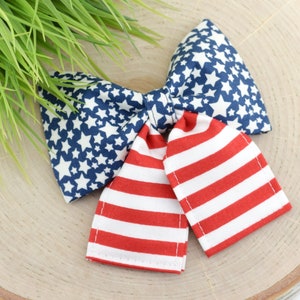 Patriotic Mix Dog Collar Bow - Stars & Stripes ~ Bow Tie ~ Girly Dog Collar Bow ~ Slide On Bow for Dog Collar ~ Sandy Paws Collar Co