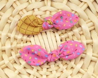 Ice Cream Sprinkles Knot Hair Bows - Pink ~ Baby Hair Bows~ Dog Accessories ~ Dog Hair Clip ~ Baby Hair Accessories ~ Sandy Paws Collar Co®