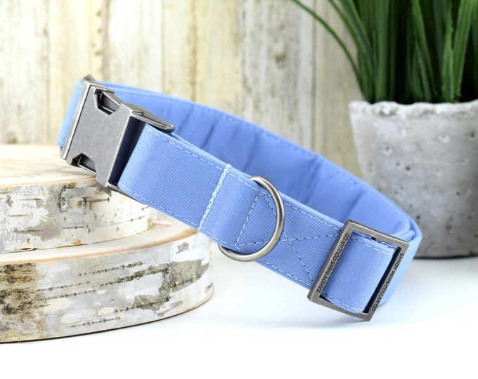 Solid Navy Dog Collar Solid Navy Cotton Fabric Dog Collar Etsy
