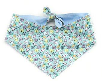 Easter Icons Tie-On Dog Bandana ~ Reversible Easter Fabric Dog Bandana ~ Custom Dog Bandana ~ Sandy Paws Collar Co®