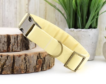 Solid Yellow Dog Collar ~ Fabric Dog Collar ~ Fashion Dog Collar ~ Antique Bronze Metal Hardware ~ Sandy Paws Collar Co