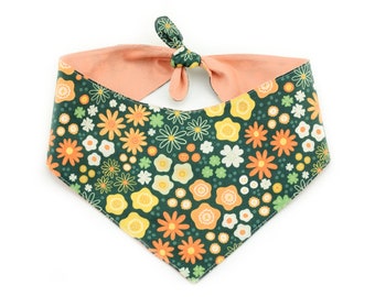 Lucky Floral Tie-On Dog Bandana ~ St Patrick's Day Shamrock and Floral Cotton Fabric Dog Bandana ~ Sandy Paws Collar Co®