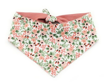 Garden Party Tie-On Dog Bandana - Rose ~ Reversible Floral Dog Bandana ~ Rifle Paper Co ~ Custom Dog Bandana ~ Sandy Paws Collar Co®