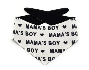 Mama's Boy Tie-On Dog Bandana ~ Mother's Day Tie-On Cotton Fabric Dog Bandana ~ Reversible Bandana ~ Dog Mom Gift ~ Sandy Paws Collar Co®