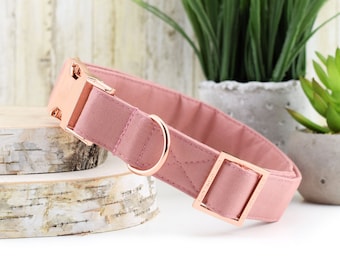 Solid Mauve Dog Collar ~ Solid Fashion Dog Collar ~ Fabric Dog Collar ~ Rose Gold Metal Hardware ~ Sandy Paws Collar Co