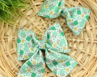 Lucky Bows Dog Collar Bow ~ St Patrick's Day Shamrock Dog Bow Tie ~ Girly Dog Bow ~ Slide On Bow for Dog Collar ~ Sandy Paws Collar Co®