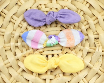 Spring Stripe Knot Hair Bows ~ Baby Hair Bows~ Dog Hair Accessories ~ Dog Hair Clip ~ Baby Hair Accessories ~ Sandy Paws Collar Co®