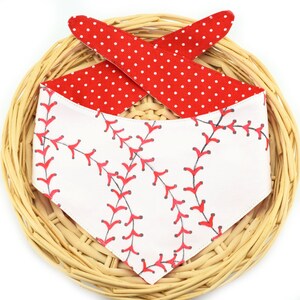 Baseball Laces Tie-On Dog Bandana ~ Reversible Sports Dog Bandana ~ Baseball Dog Bandana ~ Custom Dog Bandana ~ Sandy Paws Collar Co®