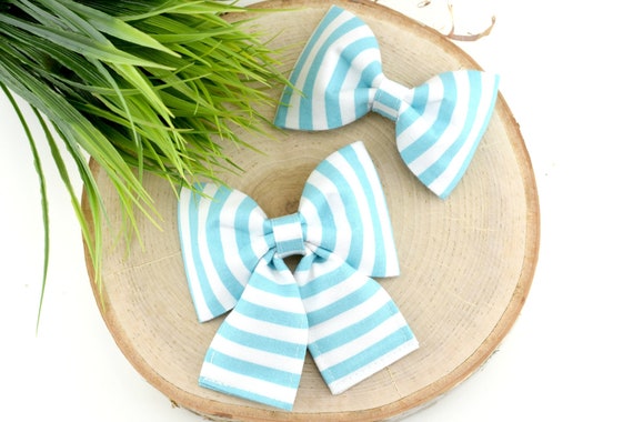 Green And Blue Striped Dog Bow Tie | Pet Collar