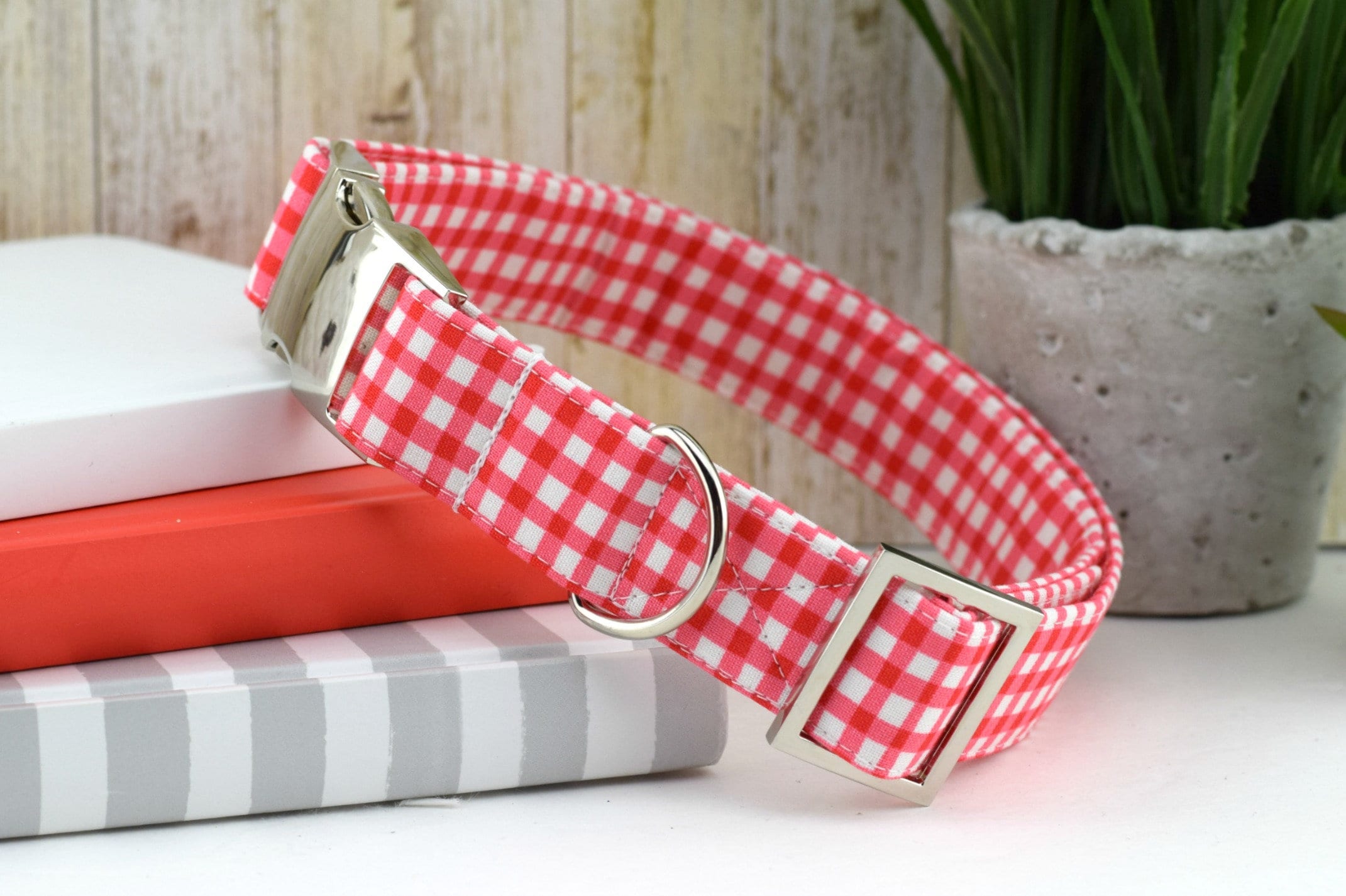 red gingham dog collar