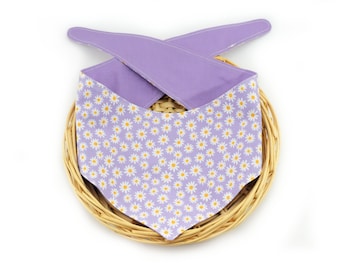 Daisy Tie-On Dog Bandana - Lavender ~ Reversible Floral Dog Bandana ~ Summer Dog Bandana ~ Custom Dog Bandana ~ Sandy Paws Collar Co®