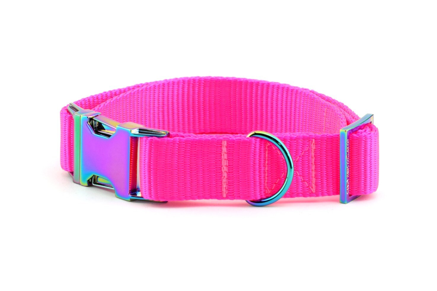 Webbing Dog Collar - Solid Neon Pink ~ Solid Nylon Webbing Dog Collar…