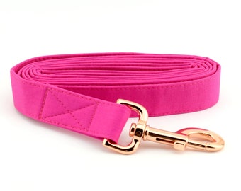 Solid Fuchsia Dog Leash ~ Fashion Fabric Dog Leash ~ Rose Gold Hardware ~ Sandy Paws Collar Co